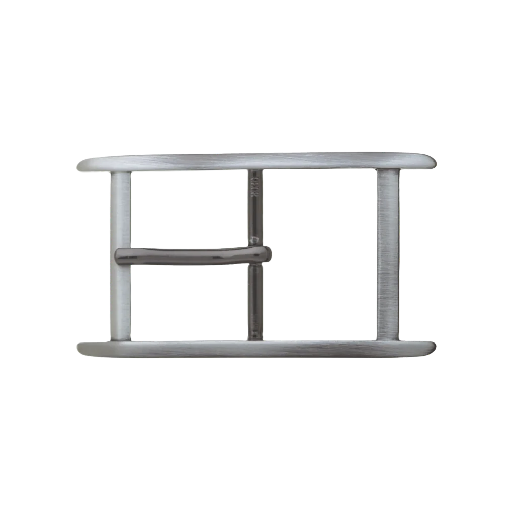 Double-Bar Rectangular Frame 40mm belt buckle in Brushed Gun Metal. 