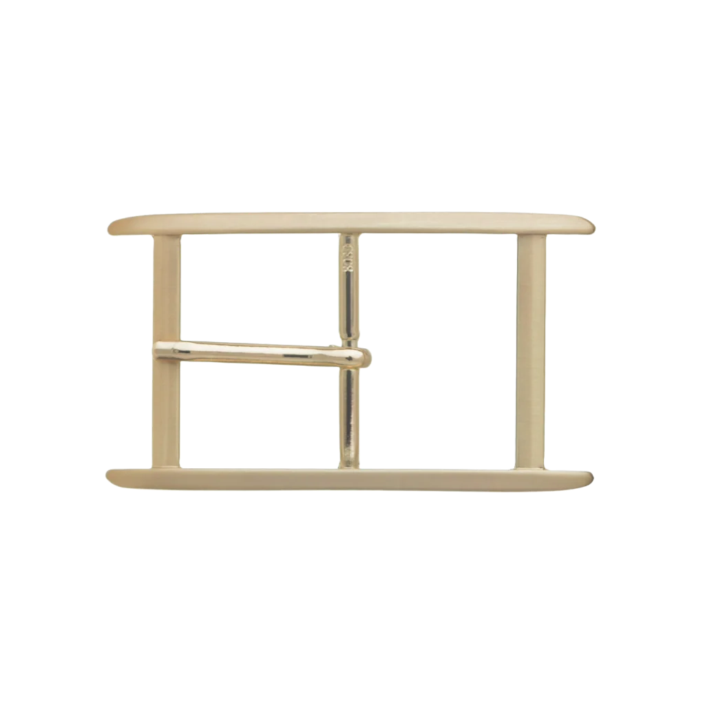 Double-Bar Rectangular Frame 40mm belt buckle in Brushed Light Gold.