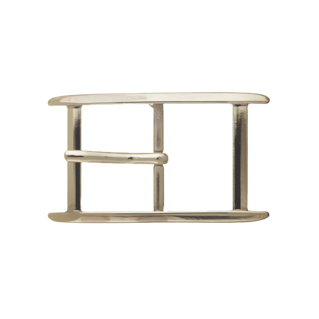 Double-Bar Rectangular Frame 40mm belt buckle in Shiny Light Gold.
