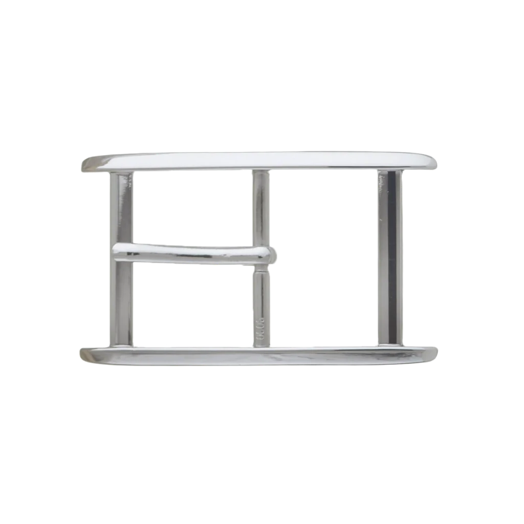 Double-Bar Rectangular Frame 40mm belt buckle in Shiny Nickelfree. 
