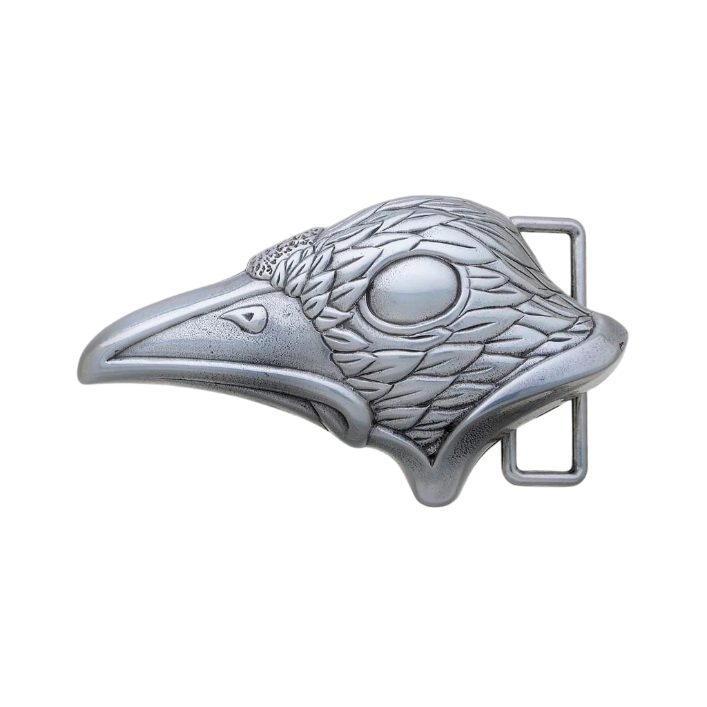 Antique silver bird head belt buckle with detailed feather engraving, eagle hawk inspired fashion accessory, Italian design vintage buckle, men’s collectible western cowboy belt hardware