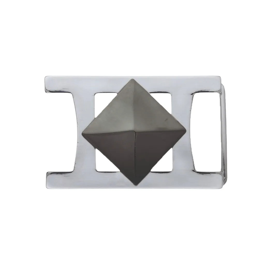 Pyramid-Stud Belt Buckle 40mm in Palladium Nickelfree HQ + Shiny Gun Metal. 