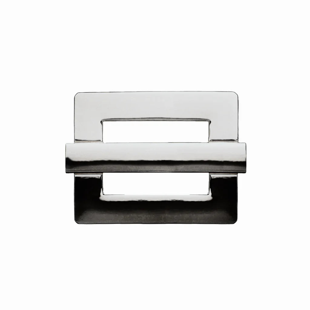 Center-Bar Frame 40mm belt buckle in Shiny Gun Metal. 