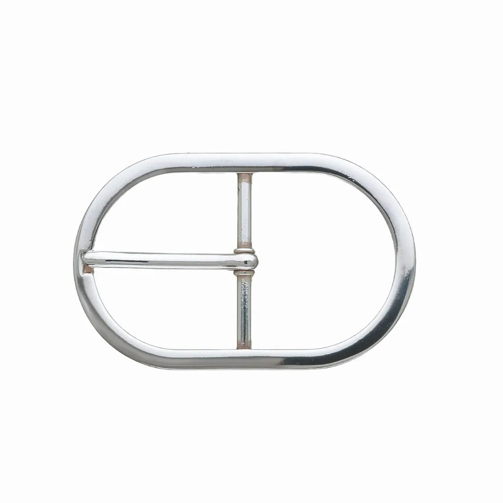 Oval Frame Prong 40mm belt buckle in English Silver Finish. 