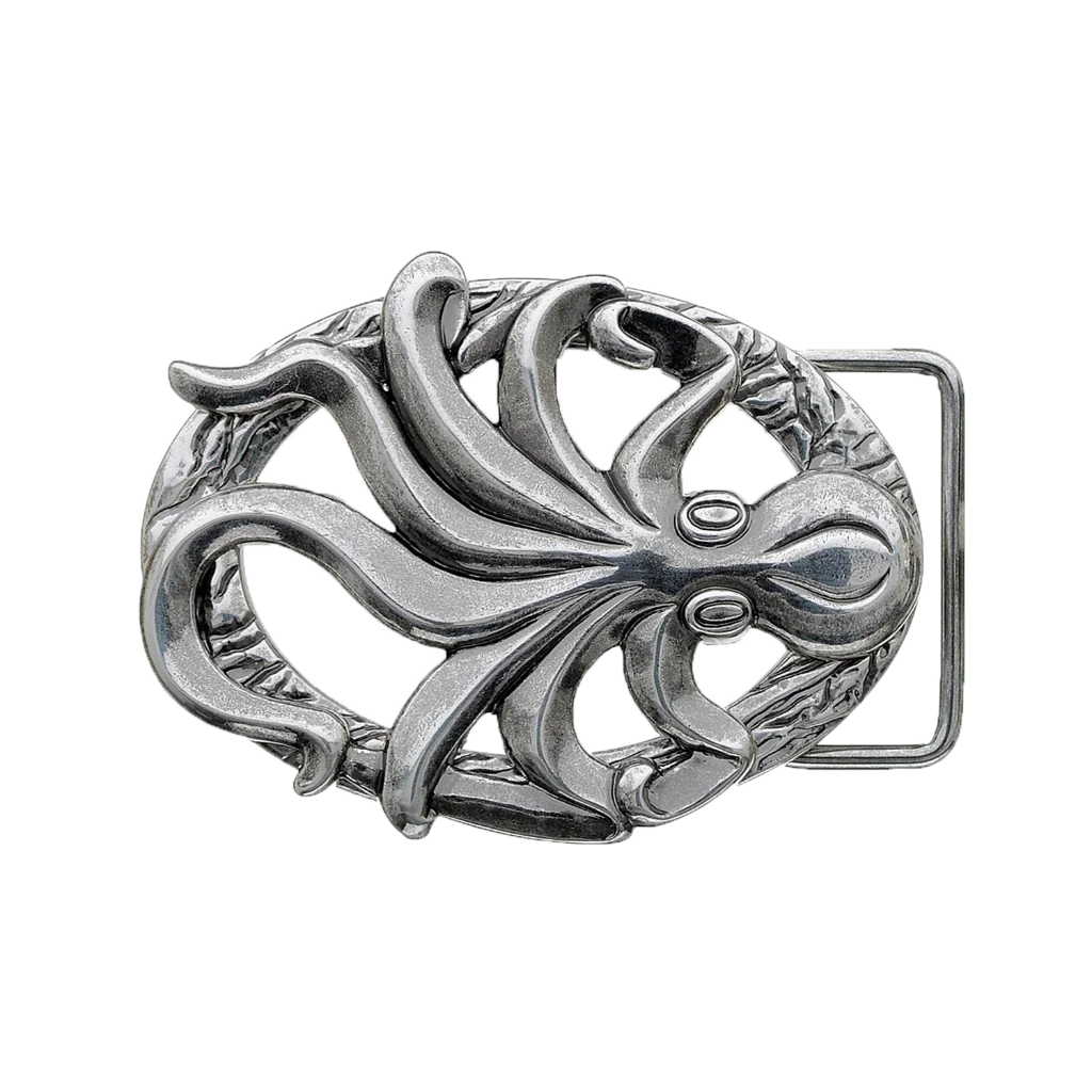 Octopus 40mm Belt Buckle – English Silver, Zamak