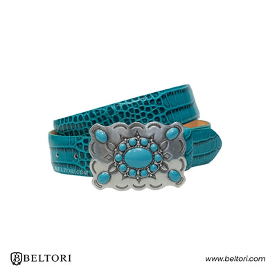 Turquoise Concho English Silver Complete Belt – Foresta Leather