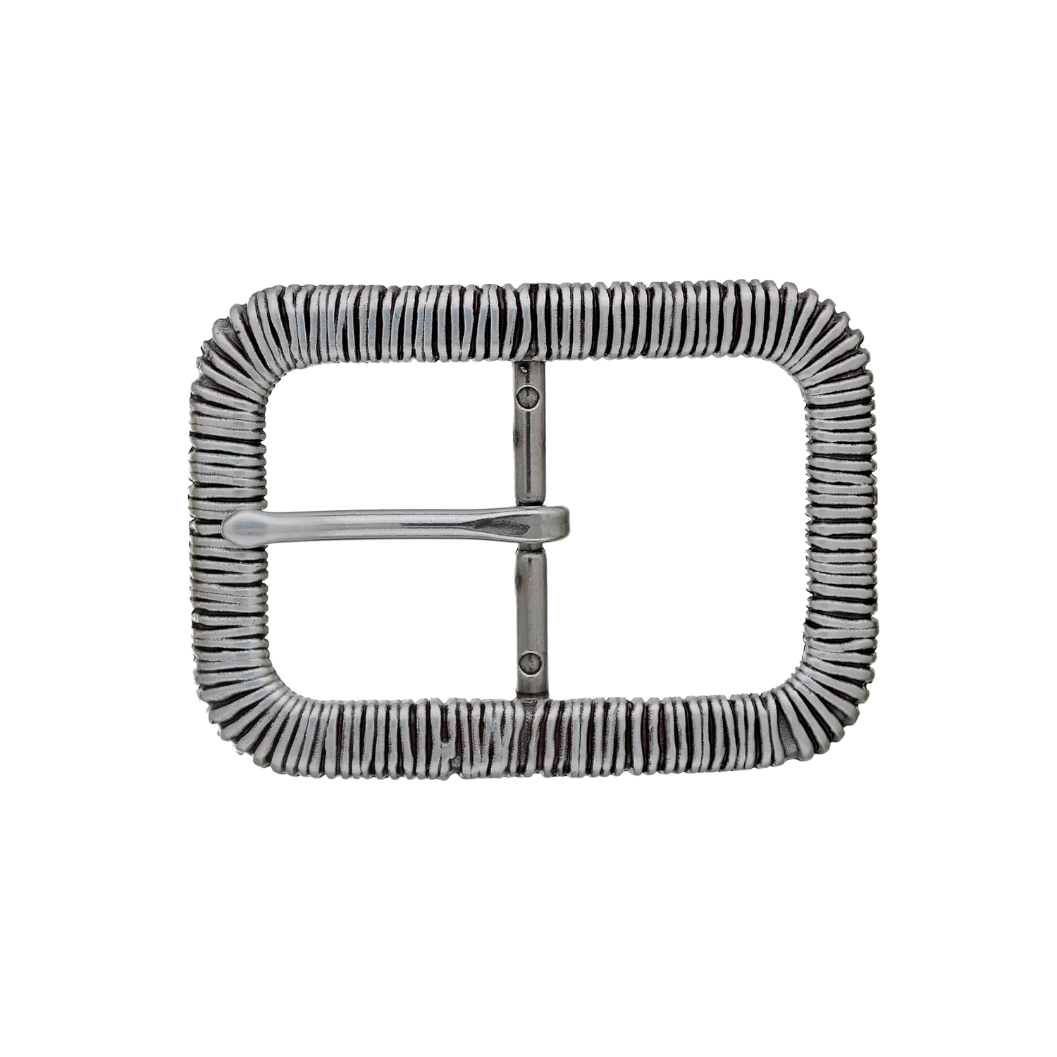 Ribbed Halo 40mm belt buckle in English Silver.