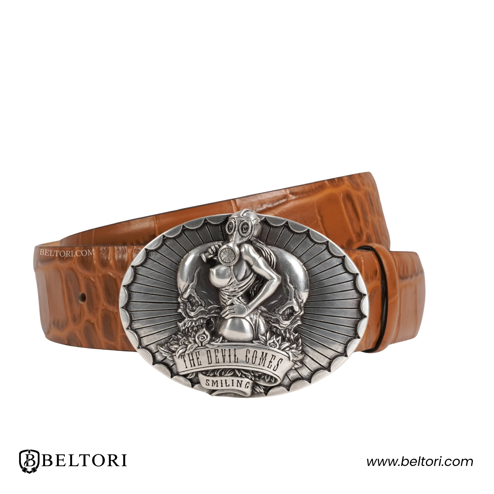 The Devil Comes Smiling English Silver Complete Belt – Brown Leather