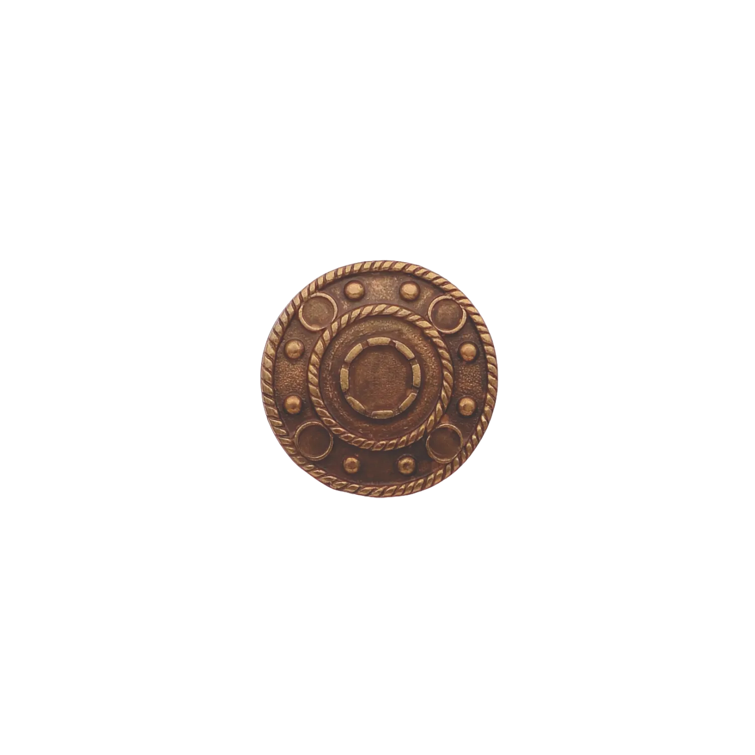 Decorative belt buckle in old gold.
