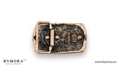Luxury belt buckle rectangle with yellow mother of pearl Italian design