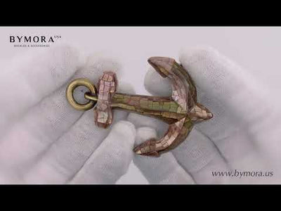Anchor 40mm Belt Buckle – Old Gold Finish + Cracked Brown Lip Mother of Pearl