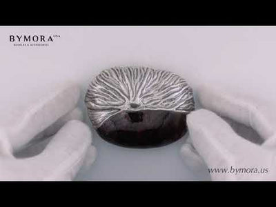 Textured Coral-Inspired 40mm Belt Buckle – English Silver Finish + Cracked Violet Oyster Mother of Pearl